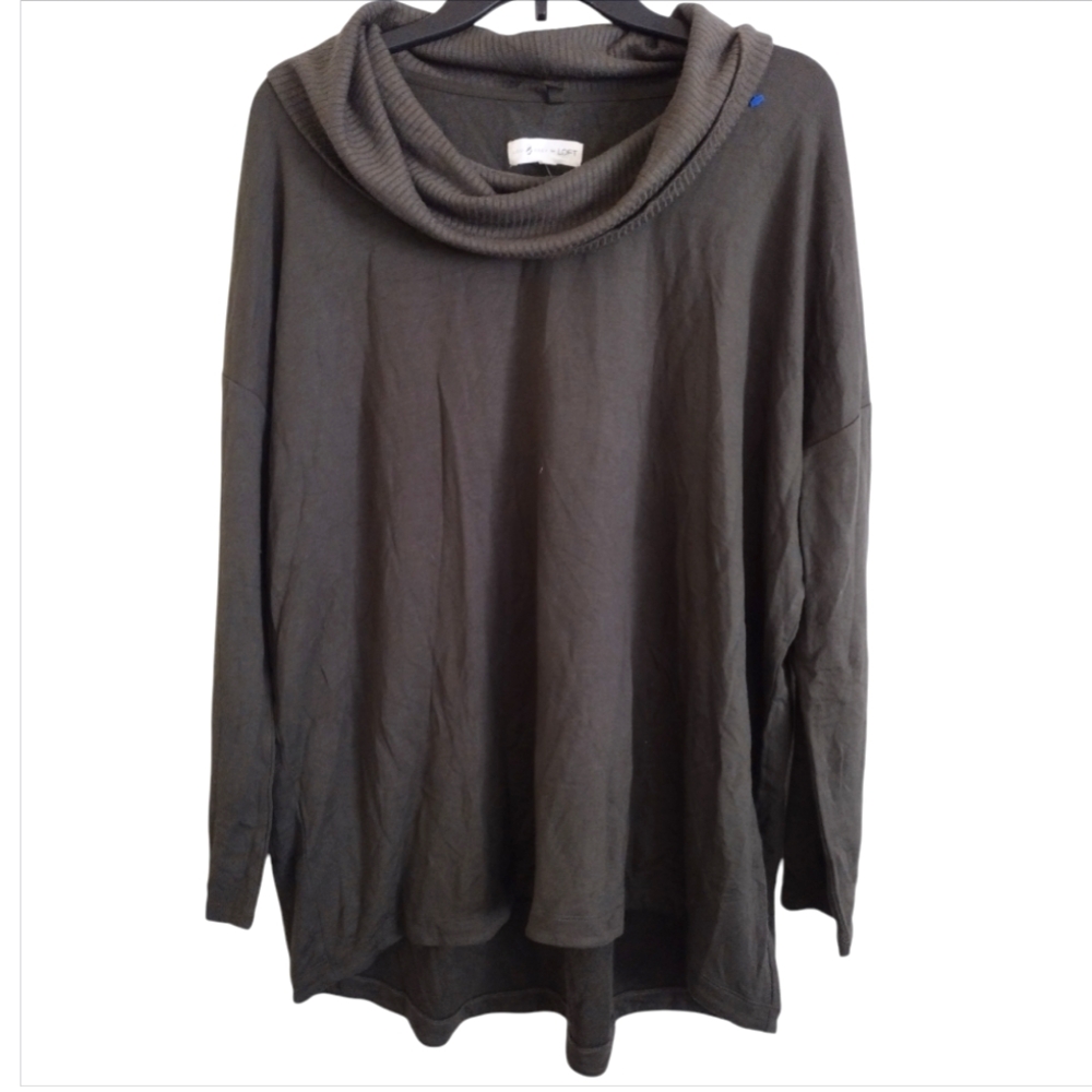 Lou & Grey for Loft NWT olive green top with oversized ribbed cowl neck Size XL